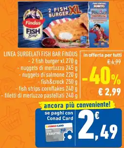 Conad Linea surgelati fish bar FINDUS offerta