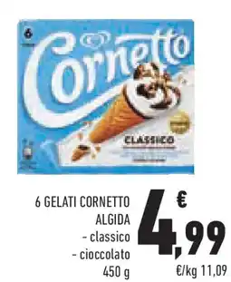 Conad 6 gelati cornetto ALGIDA classico cioccolato offerta