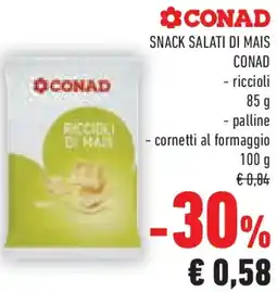Conad Snack salati di mais CONAD offerta