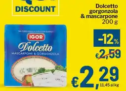 Qui Discount IGOR Dolcetto gorgonzola & mascarpone offerta