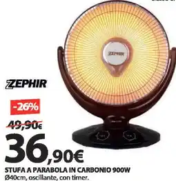 Kreo Brico e Casa ZEPHIR Stufa a parabola in carbonio 900W offerta