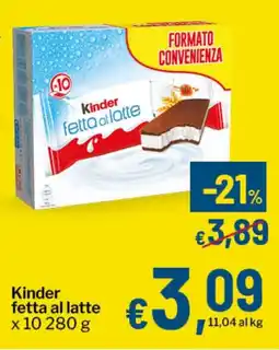 Qui Discount Kinder fetta al latte offerta