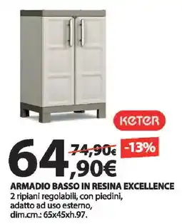 Kreo Brico e Casa Keter Armadio basso in resina excellence offerta