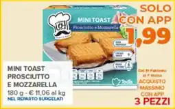 Todis Mini toast prosciutto e mozzarella offerta