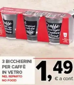 Todis 3 bicchierini per caffè in vetro offerta