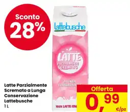 Eurospar Latte Parzialmente Scremato a Lunga Conservazione Lattebusche offerta