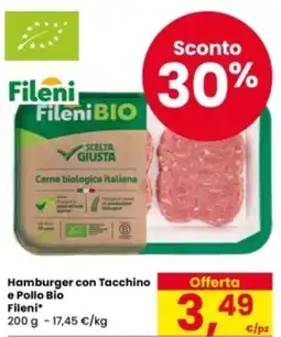 Eurospar Hamburger con Tacchino e Pollo Bio Fileni offerta