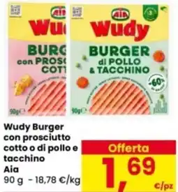 Eurospar Wudy Burger con prosciutto cotto o di pollo e tacchino Aia offerta
