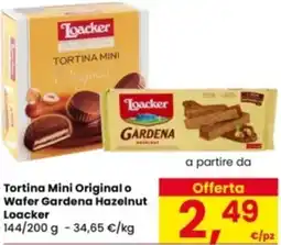 Eurospar Tortina Mini Original o Wafer Gardena Hazelnut Loacker offerta