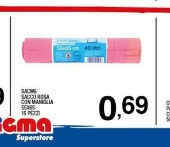 Sigma Sacme sacco rosa con maniglia offerta
