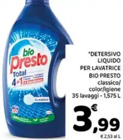 Conad Detersivo liquido per lavatrice BIO PRESTO offerta