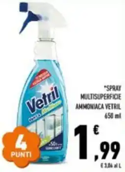 Conad Spray multisuperficie ammoniaca VETRIL offerta