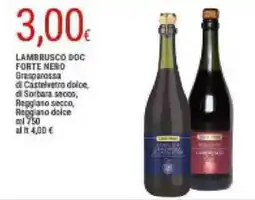 Doro Supermercati Lambrusco doc forte nero grasparossa offerta