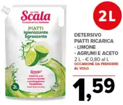 Todis Scala detersivo piatti ricarica, limone, agrume e aceto offerta