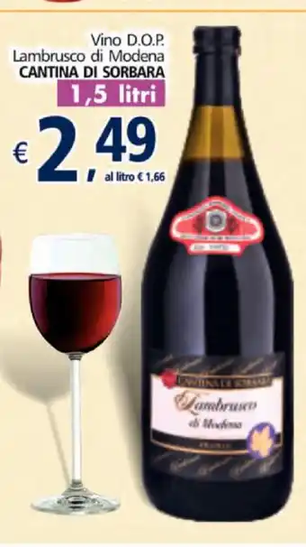 Alter Discount Cantina Di Sorbara Vino D.O.P Lambrusco di Mdena 1,5 litri offerta