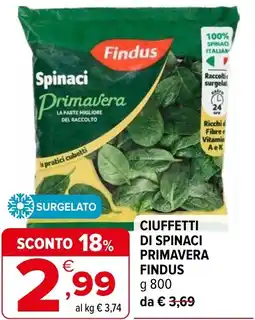 Iperal Ciuffetti di spinaci primavera FINDUS offerta