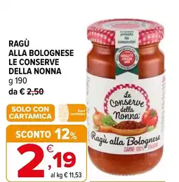 Iperal Ragù alla bolognese LE CONSERVE DELLA NONNA offerta