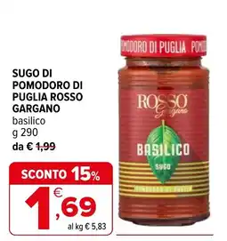 Iperal Sugo di pomodoro di puglia ROSSO GARGANO offerta
