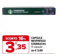 Iperal Capsule nespresso STARBUCKS 11 capsule offerta