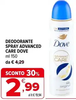 Iperal Deodorante spray advanced care dove offerta