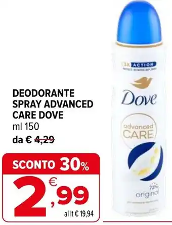 Iperal Deodorante spray advanced care dove offerta