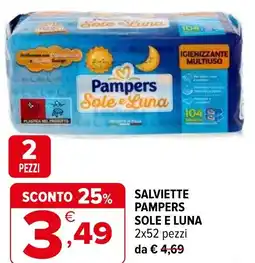 Iperal Salviette pampers sole e luna 2x52 pezzi offerta