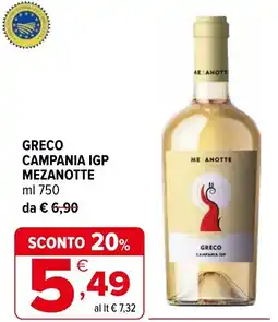 Iperal Greco campania IGP MEZANOTTE offerta