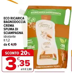 Iperal Eco ricarica bagnodoccia crema SPUMA DI SCIAMPAGNA offerta
