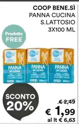 Coop COOP BENE.SÌ PANNA CUCINA S.LATTOSIO 3X100 ML offerta