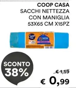 Coop COOP CASA SACCHI NETTEZZA CON MANIGLIA 53X65 CM X15PZ offerta