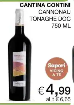 Coop CANTINA CONTINI CANNONAU TONAGHE DOC 750 ML offerta
