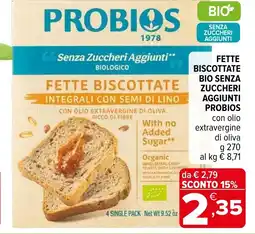 Iperal Fette biscottate bio senza zuccheri aggiunti PROBIOS offerta