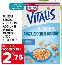 Iperal Müesli senza zuccheri aggiunti vitalis CAMEO offerta