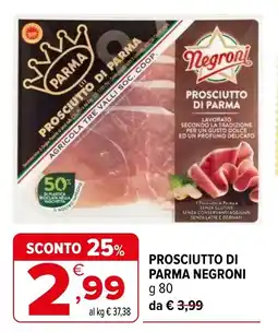 Iperal Prosciutto di parma NEGRONI offerta