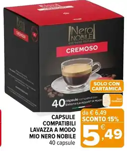 Iperal Capsule compatibili lavazza a modo mio NERO NOBILE 40 capsule offerta