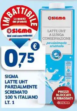 Sigma Sigma latte uht parzialmente scremato 100% italiano offerta