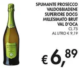 Coal Spumante prosecco valdobbiadene superiore docg millesimato brut val d'oca offerta