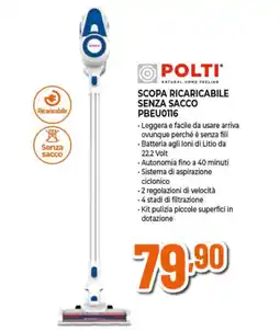 Ipercoop POLTI SCOPA RICARICABILE SENZA SACCO PBEU0116 offerta