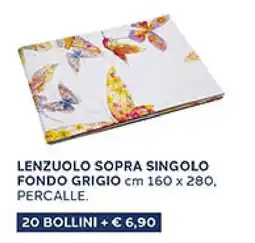 Coal Lenzuolo sopra singolo fondo grigio cm 160 x 280. percalle offerta