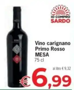 Despar Vino carignano Primo Rosso MESA offerta