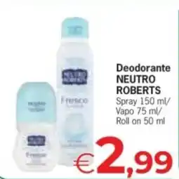 Despar Deodorante NEUTRO ROBERTS Spray/Vapo/Roll on offerta