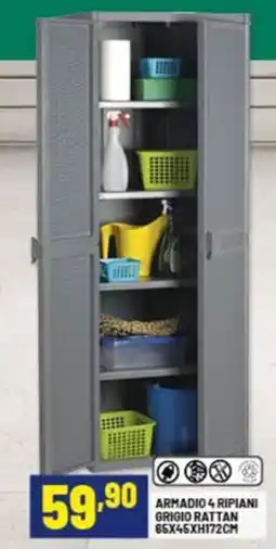 Risparmio Casa Armadio 4 ripiani grigio rattan offerta