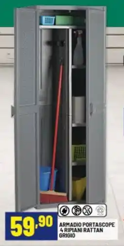 Risparmio Casa Armadio portascope 4 ripiani rattan grigio offerta