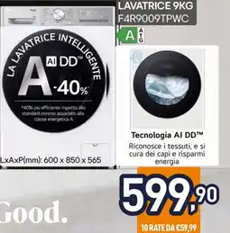 Unieuro LG LAVATRICE F4R9009TPWC offerta