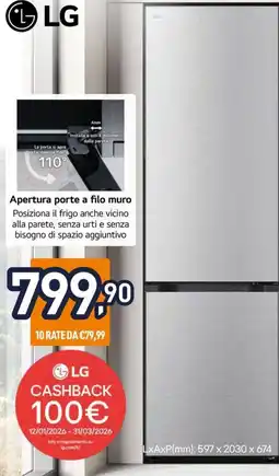 Unieuro LG FRIGORIFERO COMBINATO FIT&MAX GBBS726CMB offerta