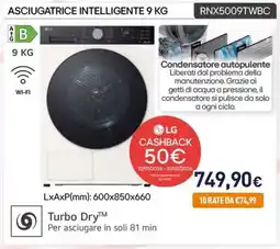 Unieuro LG ASCIUGATRICE INTELLIGENTE RNX5009TWBC offerta