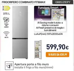 Unieuro LG FRIGORIFERO COMBINATO FIT&MAX GBBSJ21DPY offerta