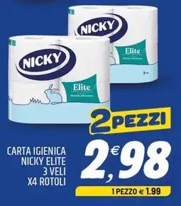 Ard Discount Carta igienica nicky elite 3 veli x4 rotoli offerta
