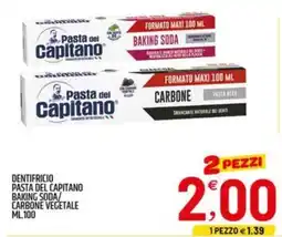 Ard Discount Dentifricio pasta del capitano baking soda carbone vegetale offerta