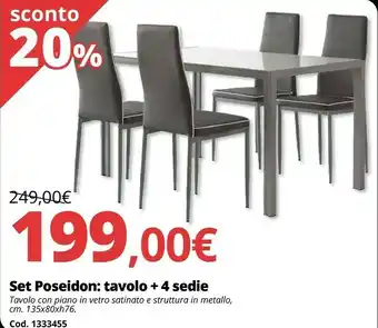 Set poseidon: tavolo + 4 sedie